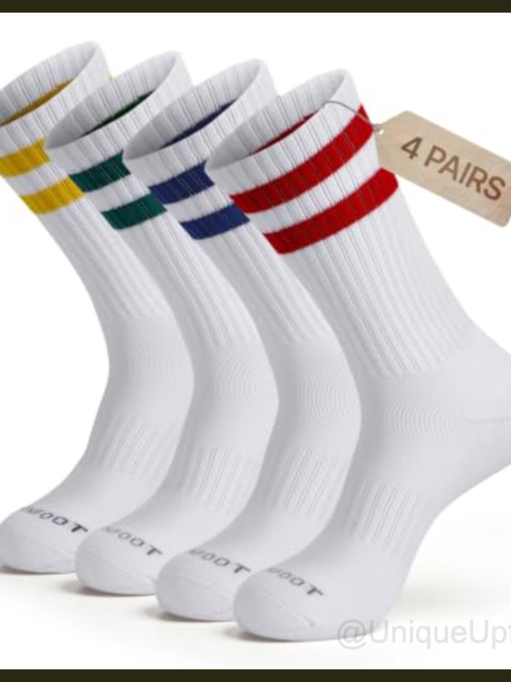 Cushioned Athletic Crew Socks Moisture-Wicking Arch Compression